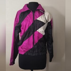 Women’s Pink & Black Colorblock Varsity Jacket